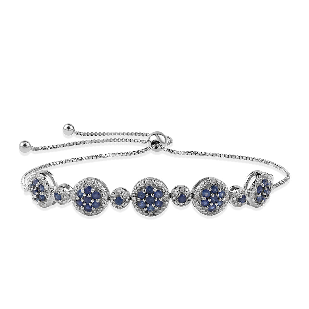 Silberarmband mit australischem blauem Saphir und weißem Topas 1 