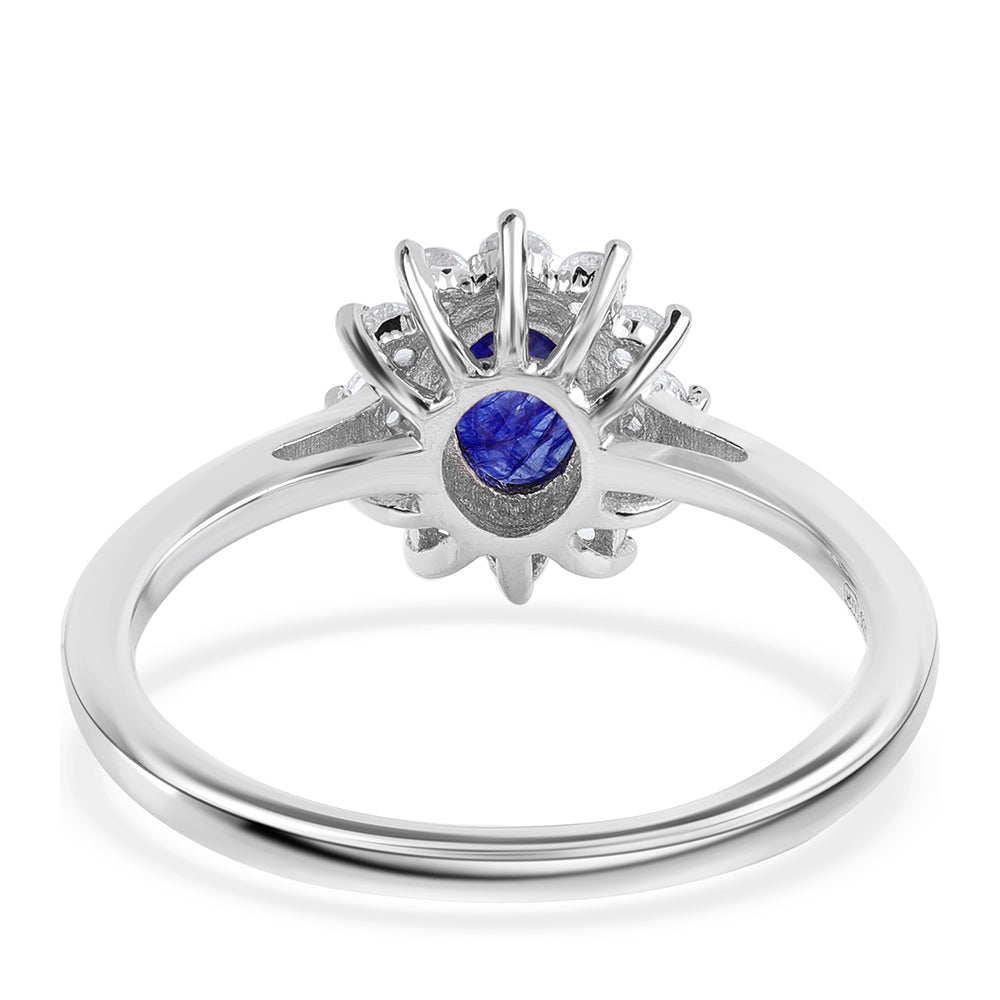 Silberring mit australischem blauem Saphir und weißem Topas 2 