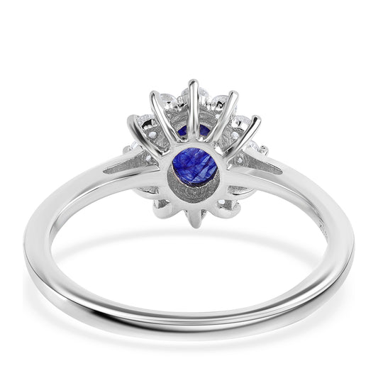 Silberring mit australischem blauem Saphir und weißem Topas