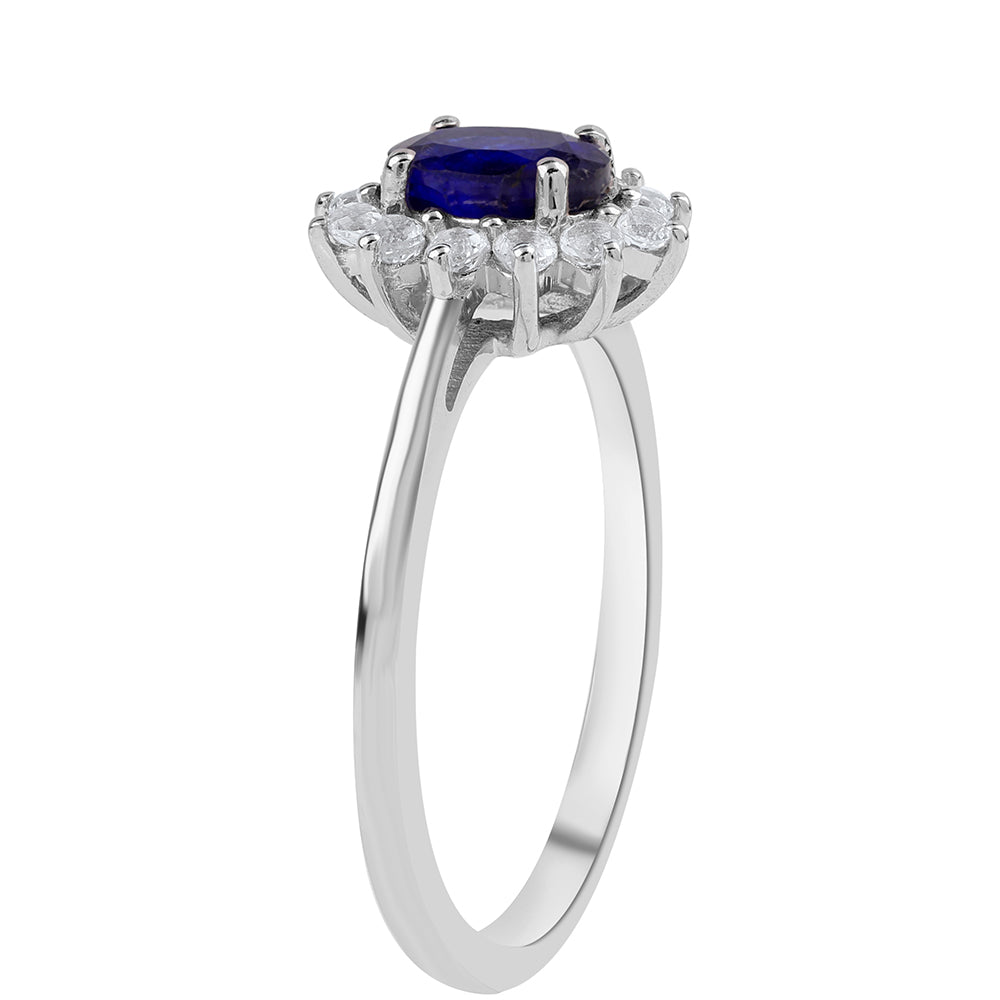 Silberring mit australischem blauem Saphir und weißem Topas 3 