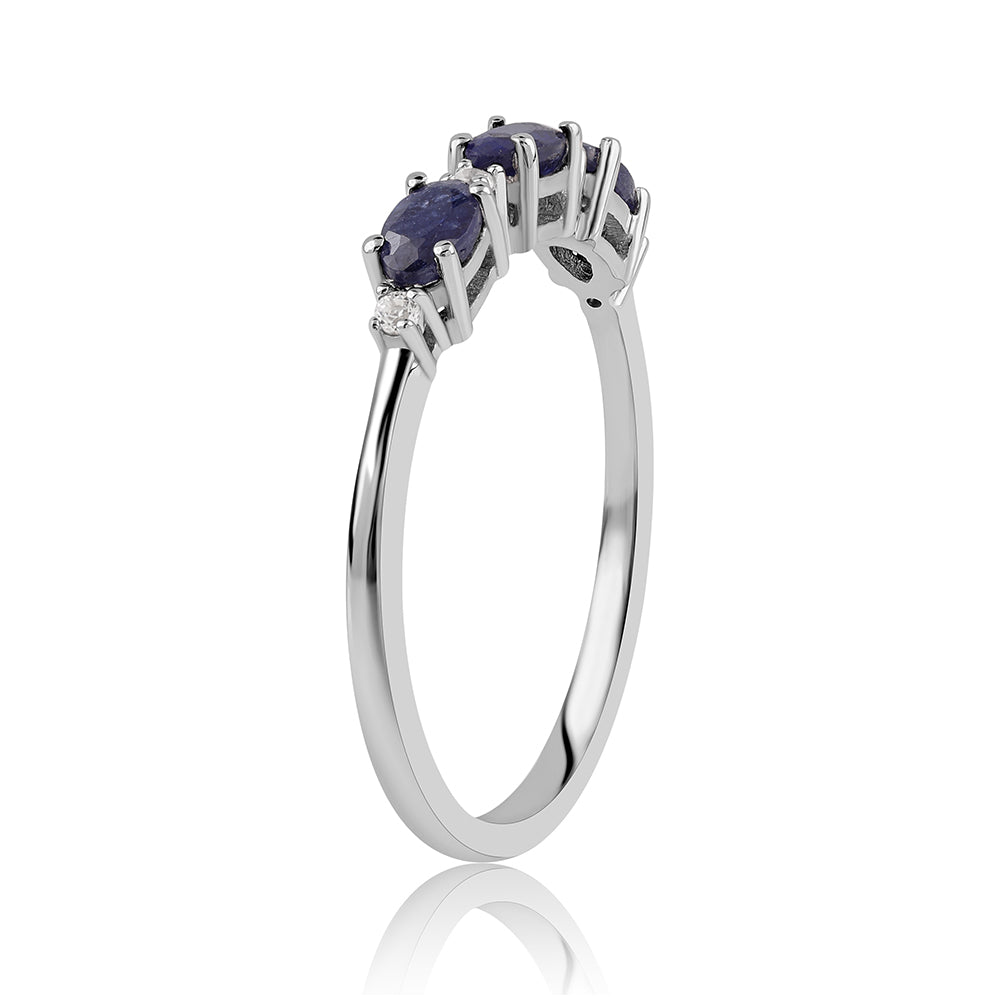 Silberring mit australischem blauem Saphir und weißem Topas 2 