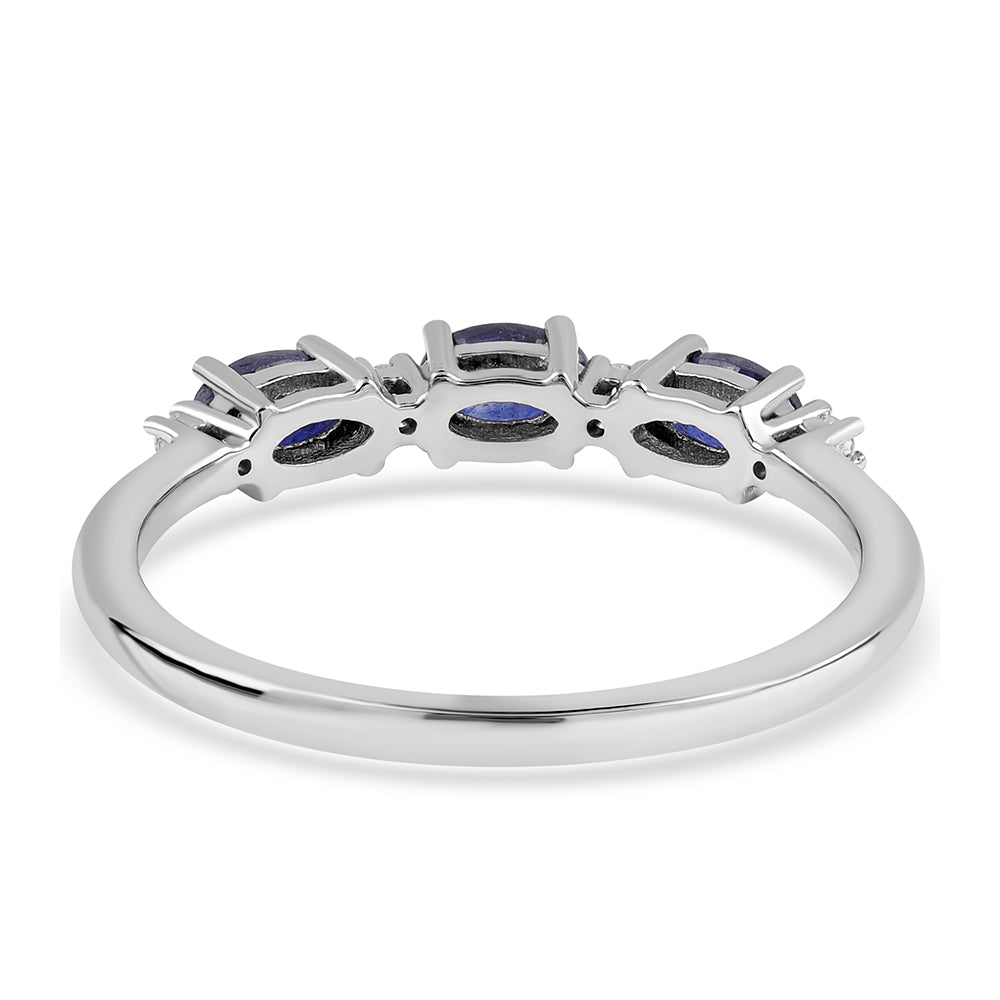 Silberring mit australischem blauem Saphir und weißem Topas 3 