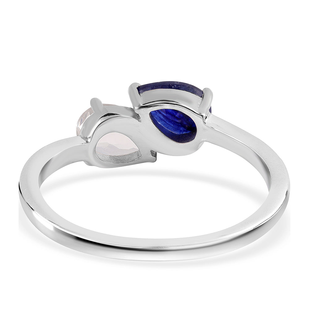 Silberring mit australischem blauem Saphir und weißem Topas 2 