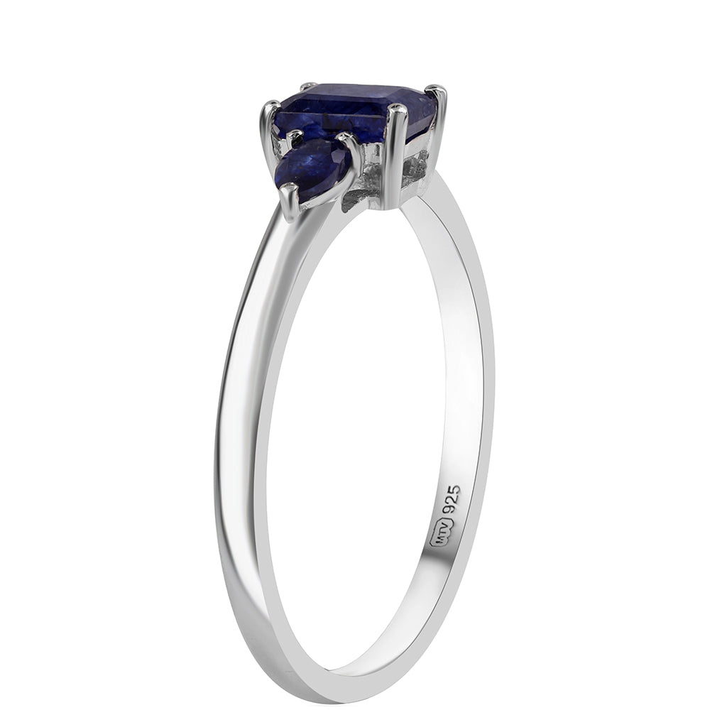 Silberring mit australischem blauem Saphir 3 
