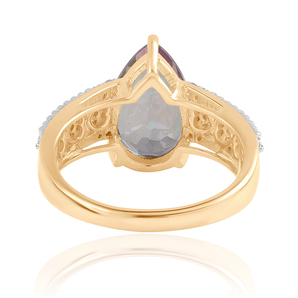 Goldplattierter Silberring mit mystischem Topas und weißem Topas