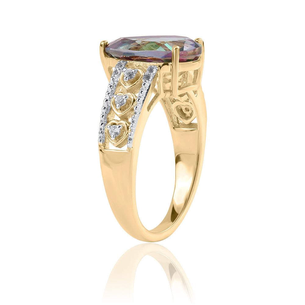 Goldplattierter Silberring mit mystischem Topas und weißem Topas