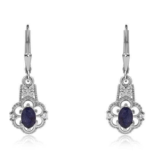 Silberohrringe mit australischem blauem Saphir und weißem Topas