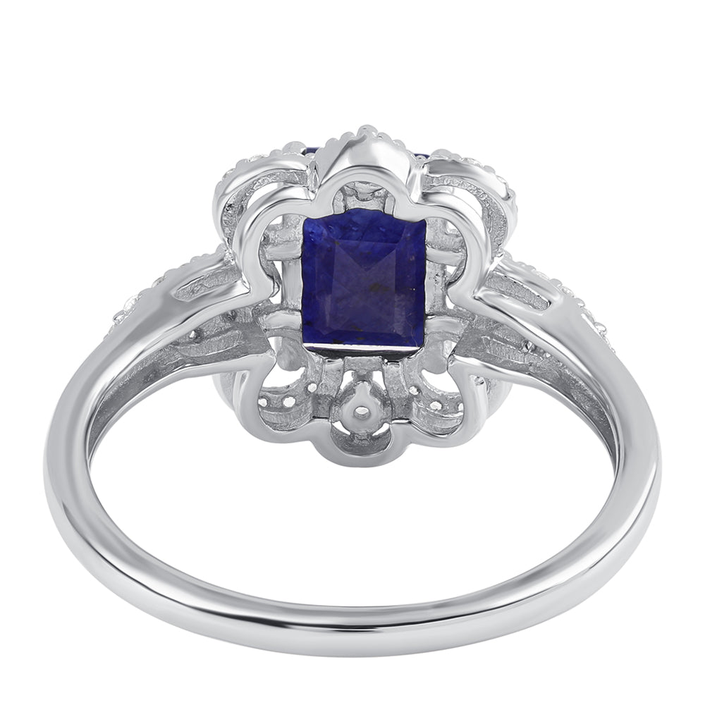Silberring mit australischem blauem Saphir und weißem Topas 2 