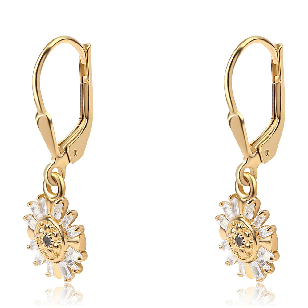 Goldplattierte Silberohrringe mit schwarzem Diamant und weißem Topas 2 