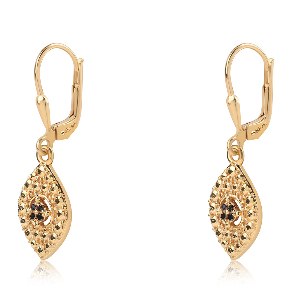Goldplattierte Silberohrringe mit schwarzem Diamant 2 