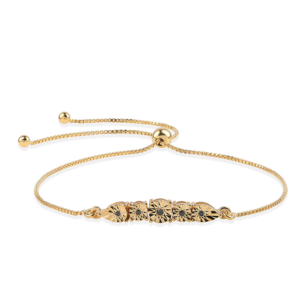 Goldplattiertes Silberarmband mit schwarzem Diamant 1 