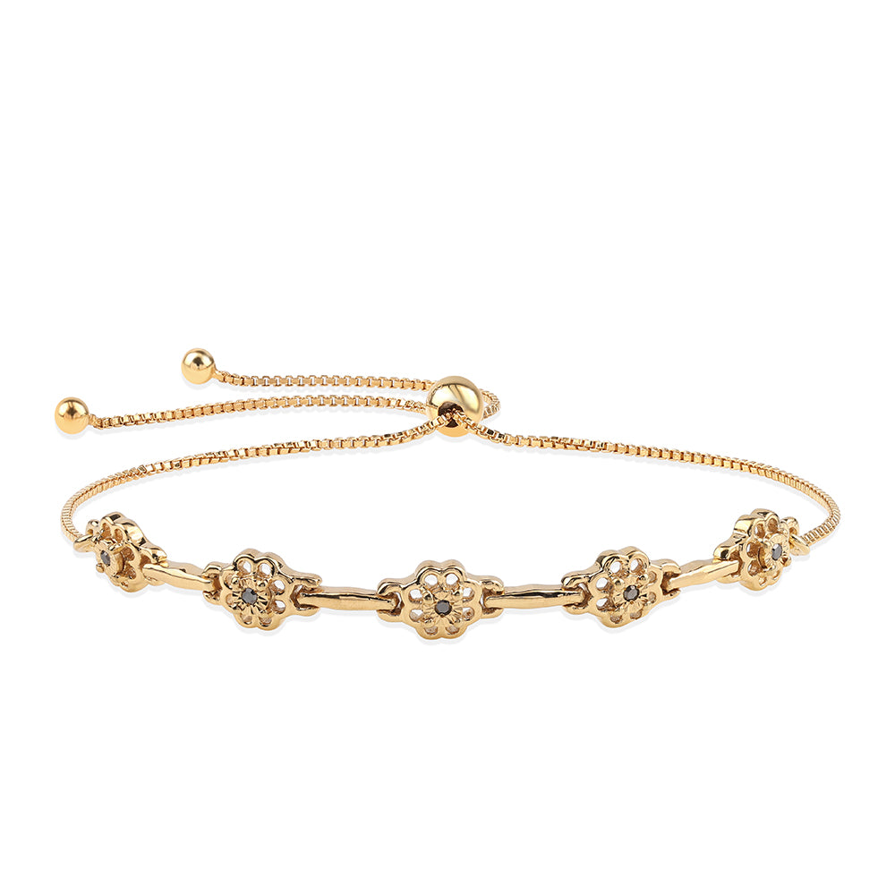 Goldplattiertes Silberarmband mit schwarzem Diamant 1 