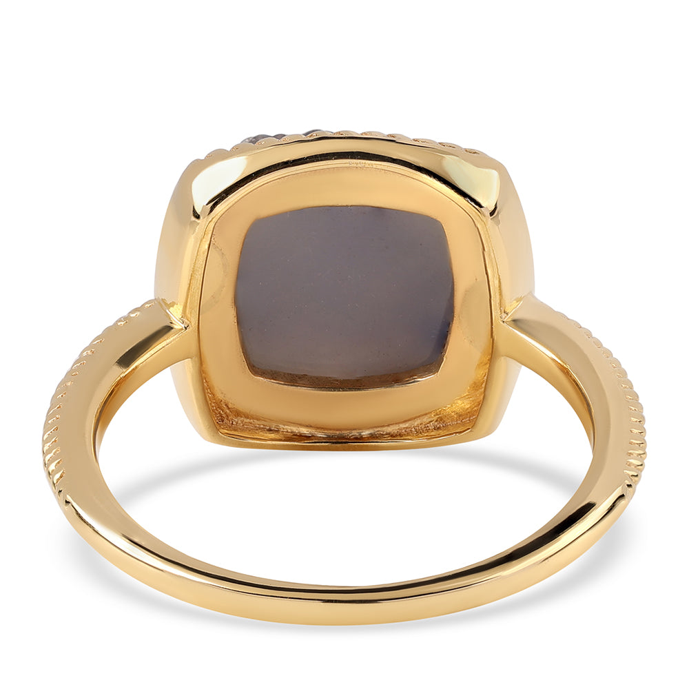 Goldplattierter Silberring mit lila Druse 3 