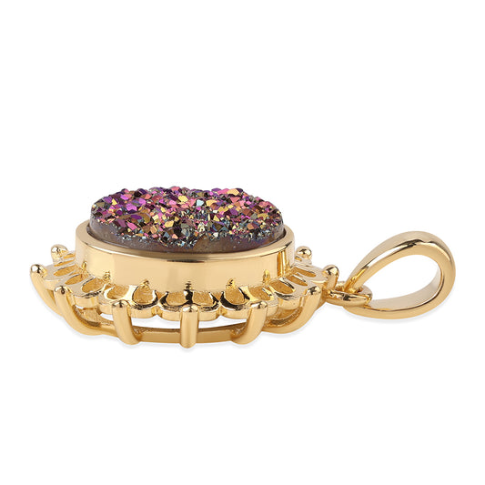 Goldplattierter Silberanhänger mit lila Druse