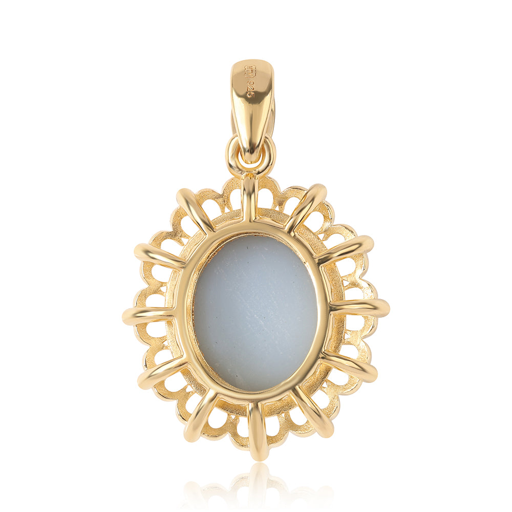 Goldplattierter Silberanhänger mit lila Druse 3 