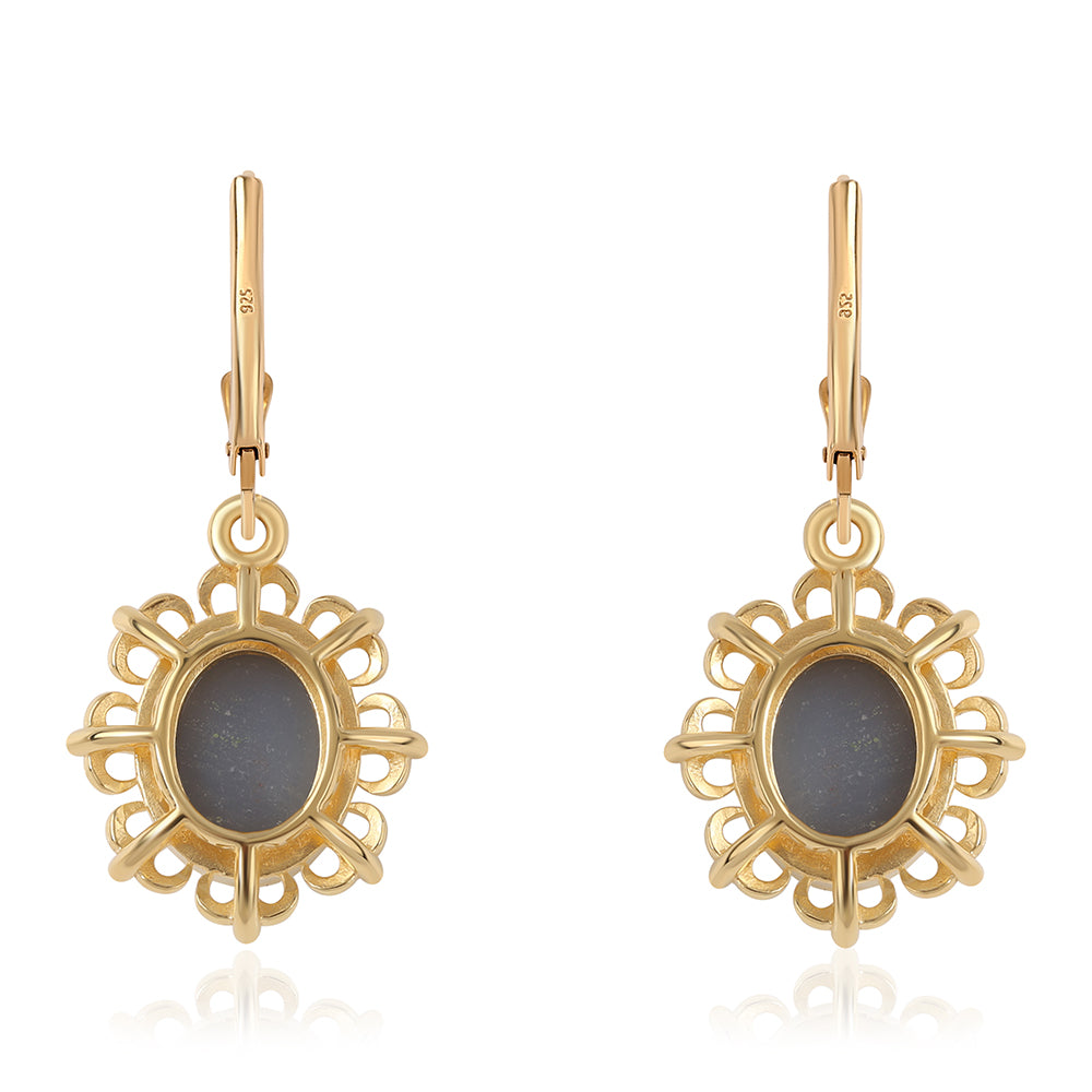 Goldplattierte Silberohrringe mit lila Druse