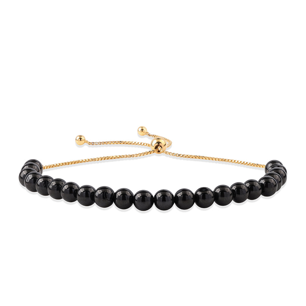 Goldplattiertes Silberarmband mit schwarzem Spinell 1 