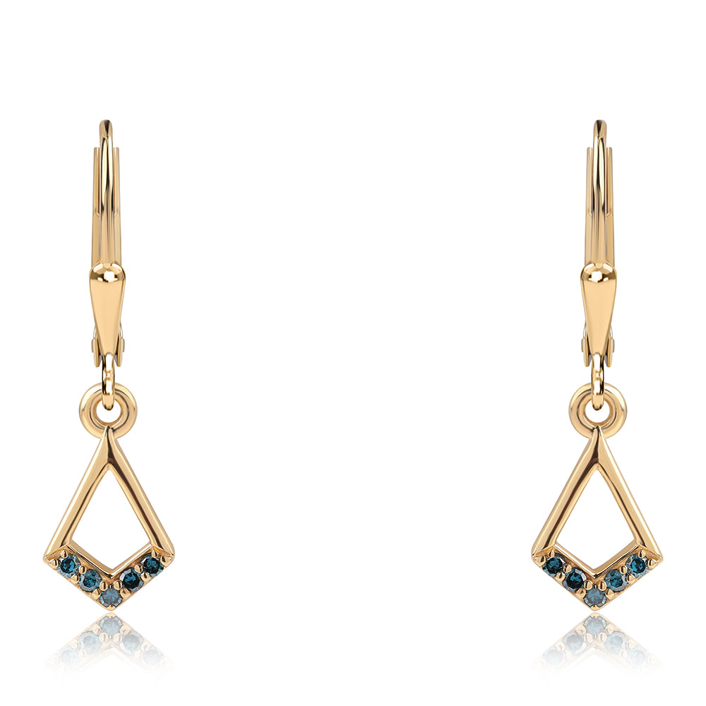 Goldplattierte Silberohrringe mit blauem Diamant 1 