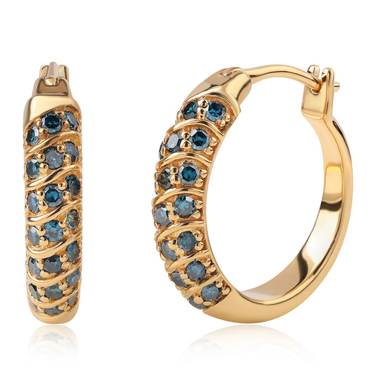 Goldplattierte Silberohrringe mit blauem Diamant