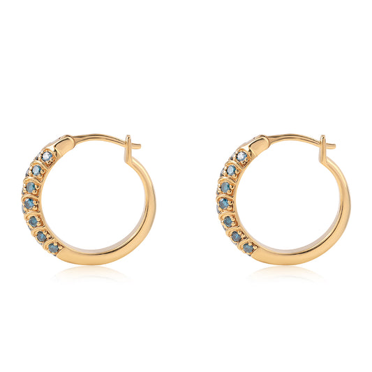 Goldplattierte Silberohrringe mit blauem Diamant