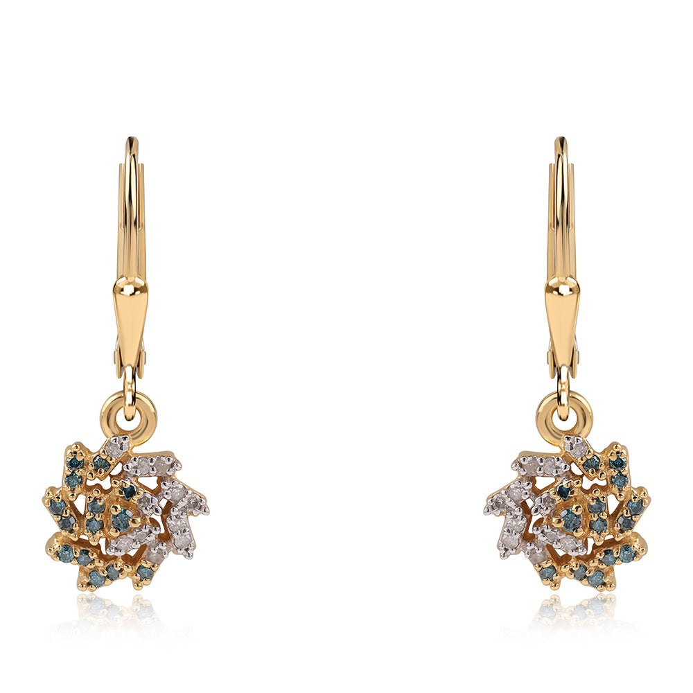 Goldplattierte Silberohrringe mit blauem Diamant 1 
