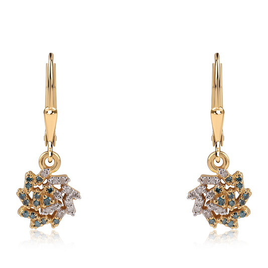 Goldplattierte Silberohrringe mit blauem Diamant