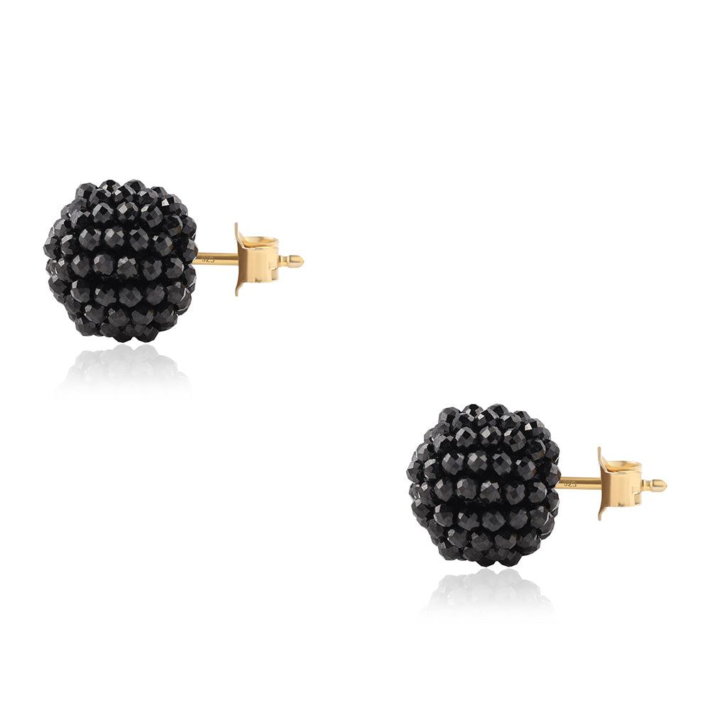 Goldplattierte Silberohrringe mit schwarzem Spinell 4 