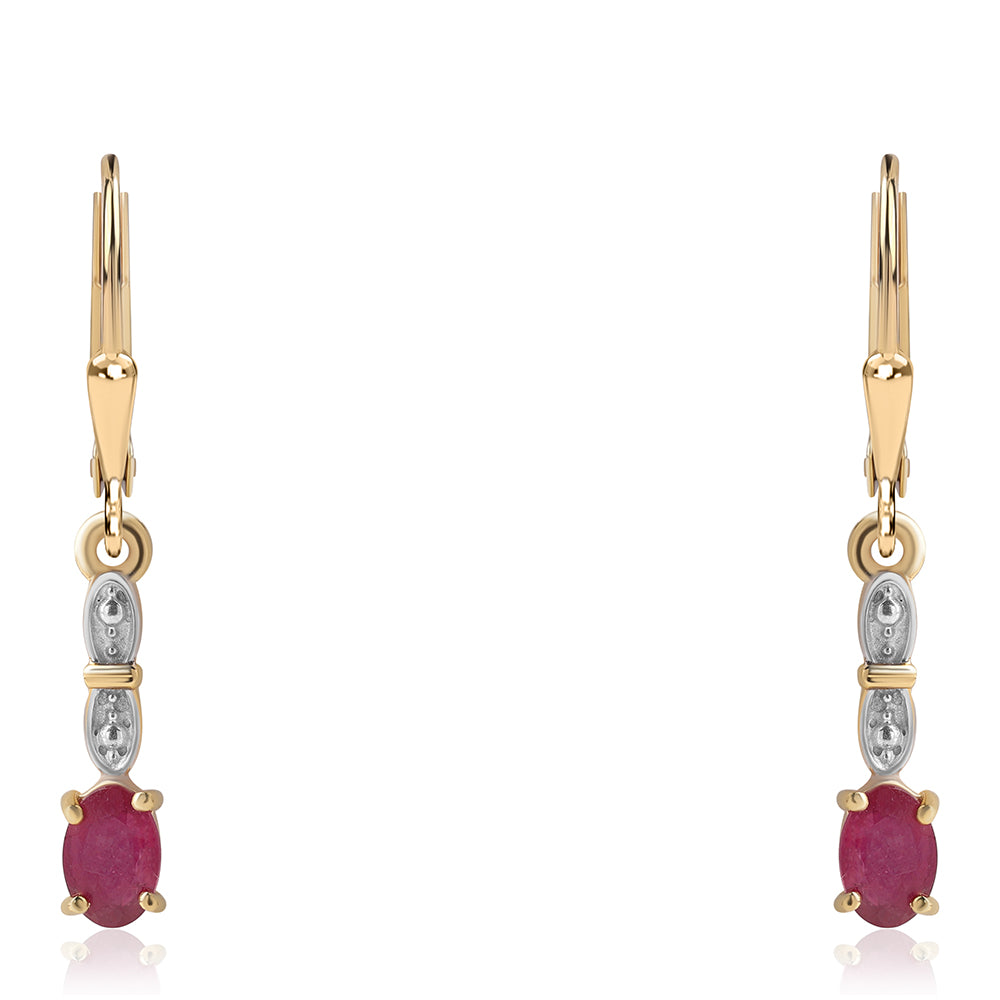 Goldplattierte Silberohrringe mit Rubin aus Mosambik 1 
