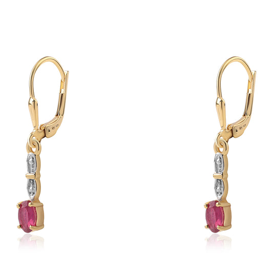 Goldplattierte Silberohrringe mit Rubin aus Mosambik