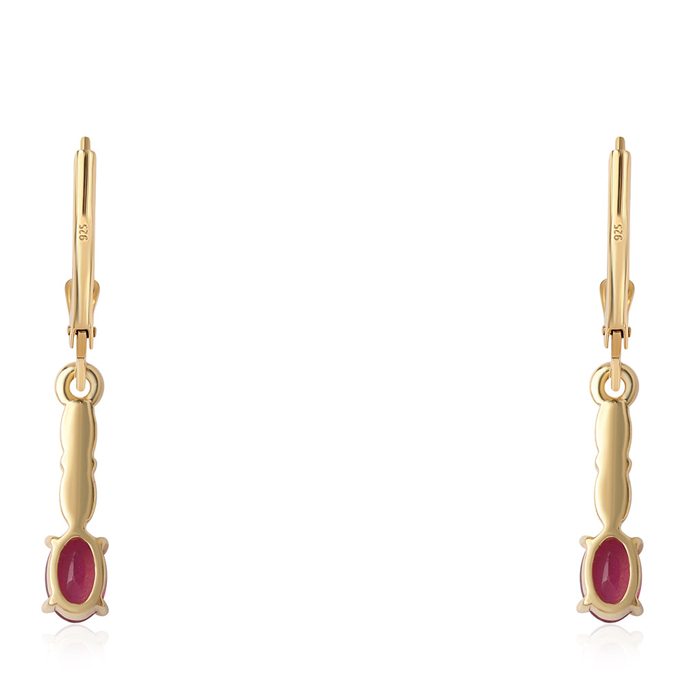 Goldplattierte Silberohrringe mit Rubin aus Mosambik 3 