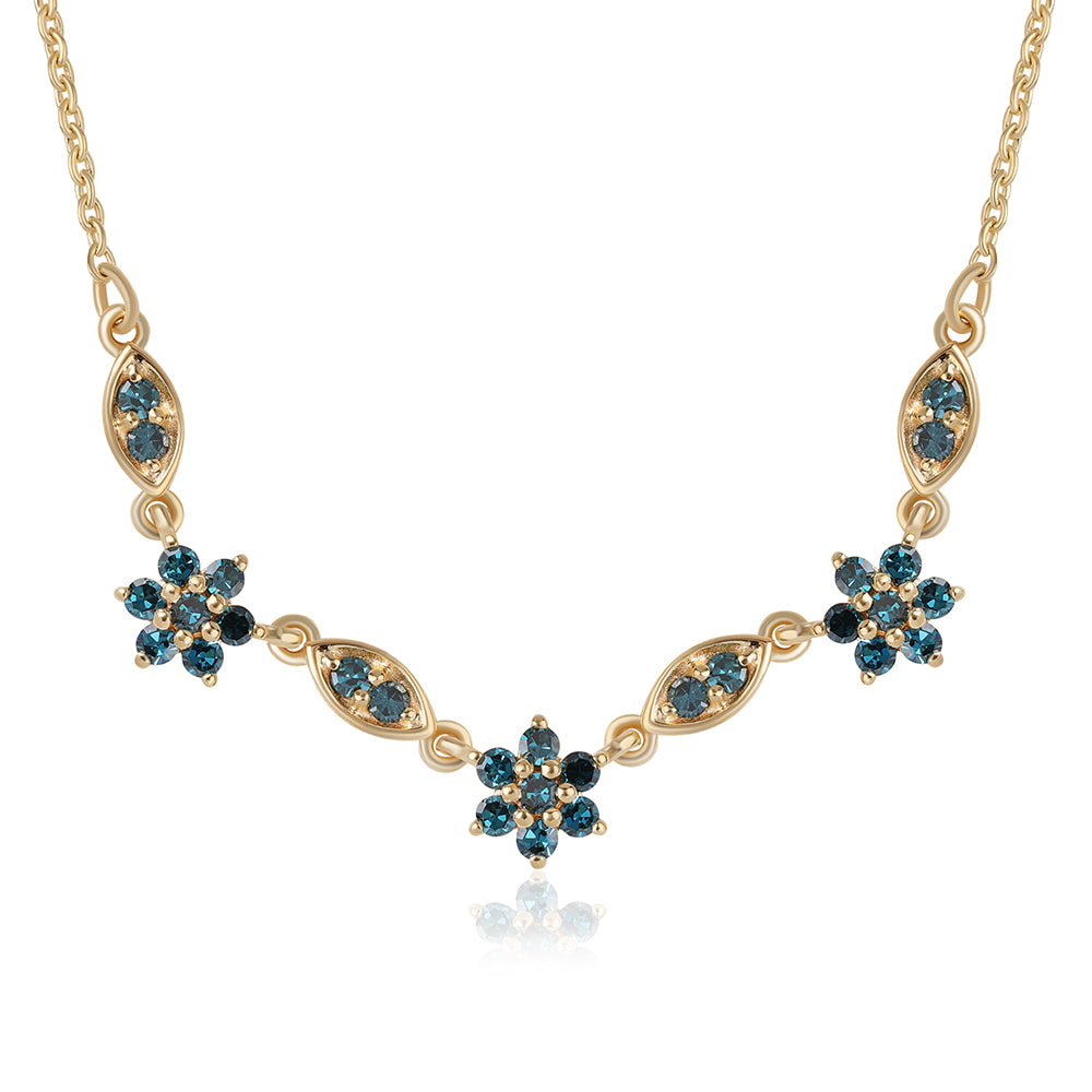Goldplattierte Silberhalskette mit blauem Diamant 1 