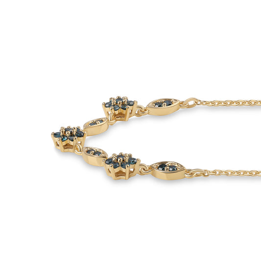 Goldplattierte Silberhalskette mit blauem Diamant