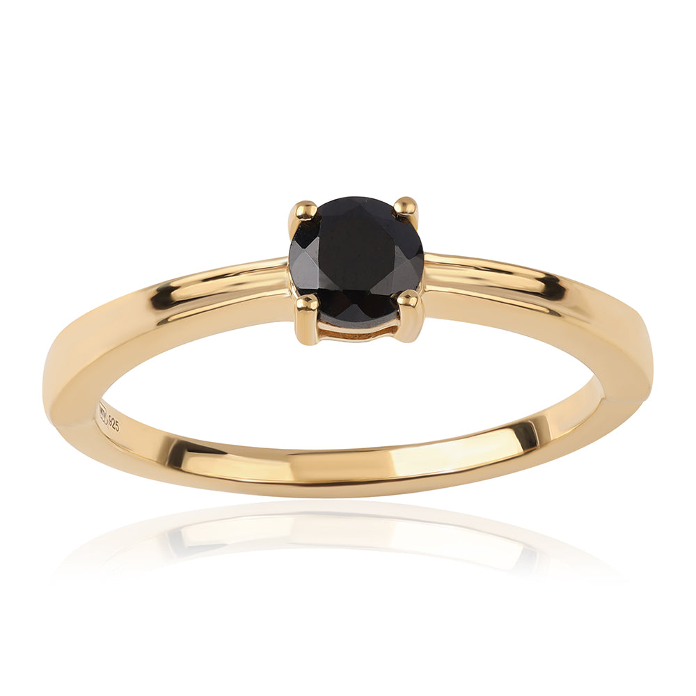 Goldplattierter Silberring mit schwarzem Spinell 1 