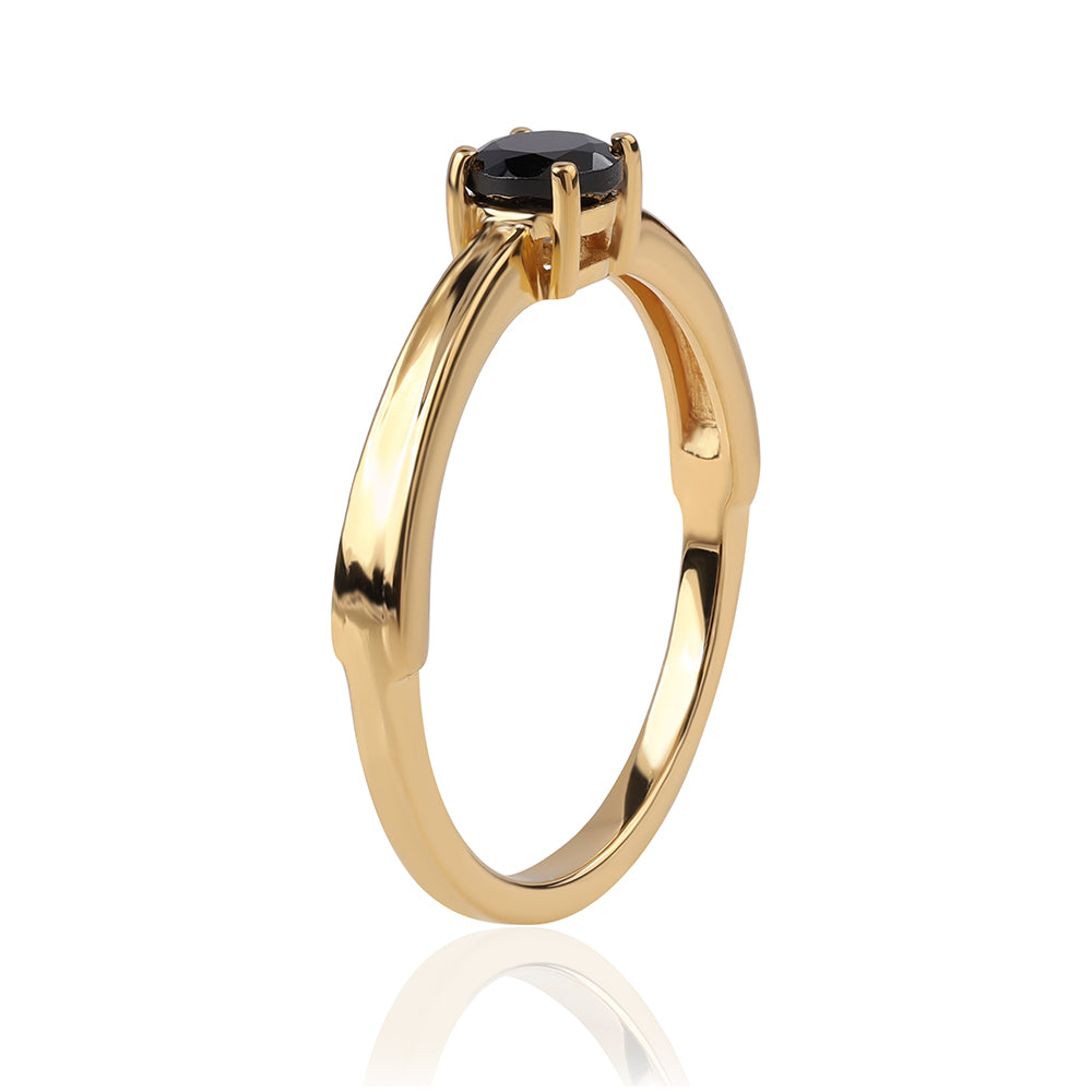 Goldplattierter Silberring mit schwarzem Spinell 2 