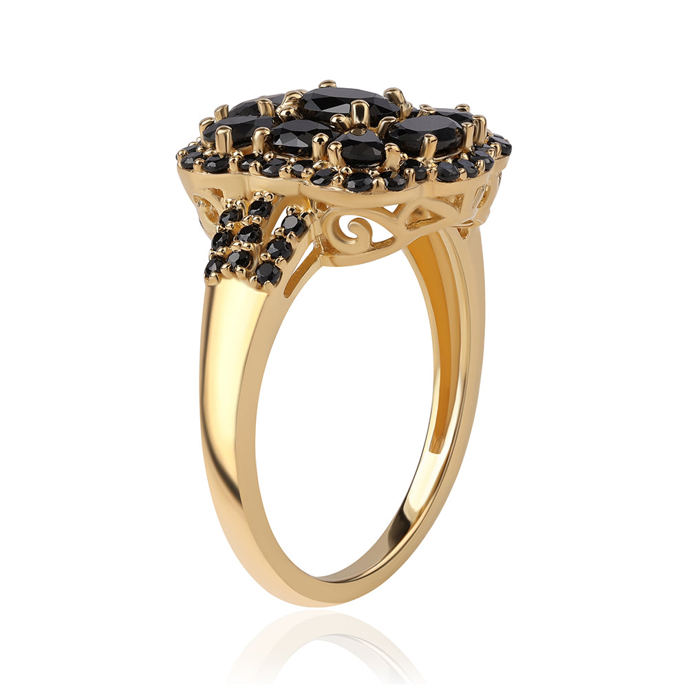 Goldplattierter Silberring mit schwarzem Spinell 2 