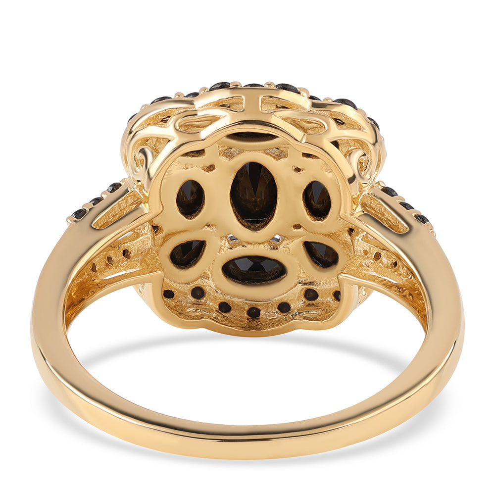 Goldplattierter Silberring mit schwarzem Spinell 3 
