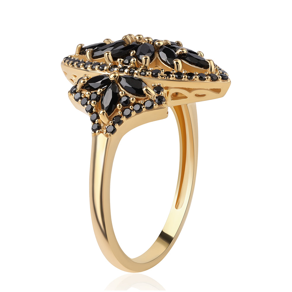 Goldplattierter Silberring mit schwarzem Spinell 2 