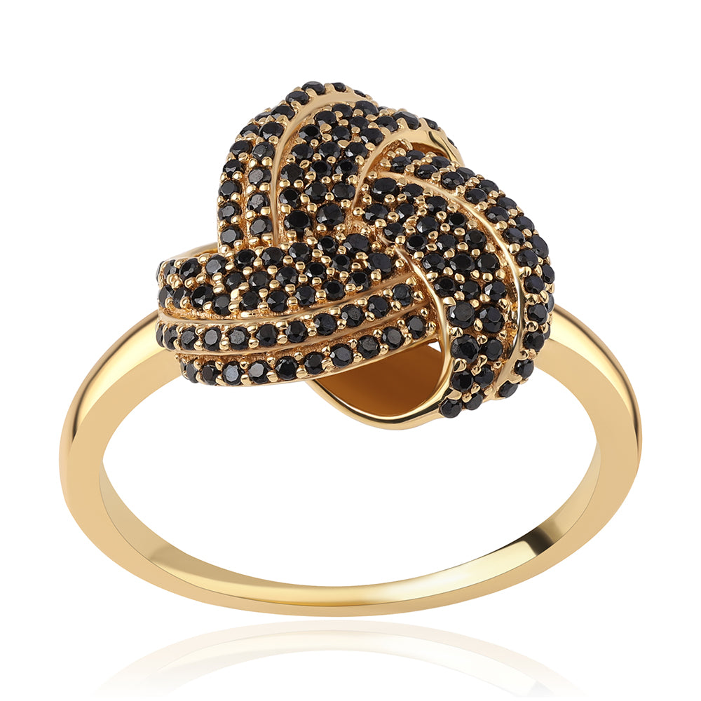 Goldplattierter Silberring mit schwarzem Spinell 1 