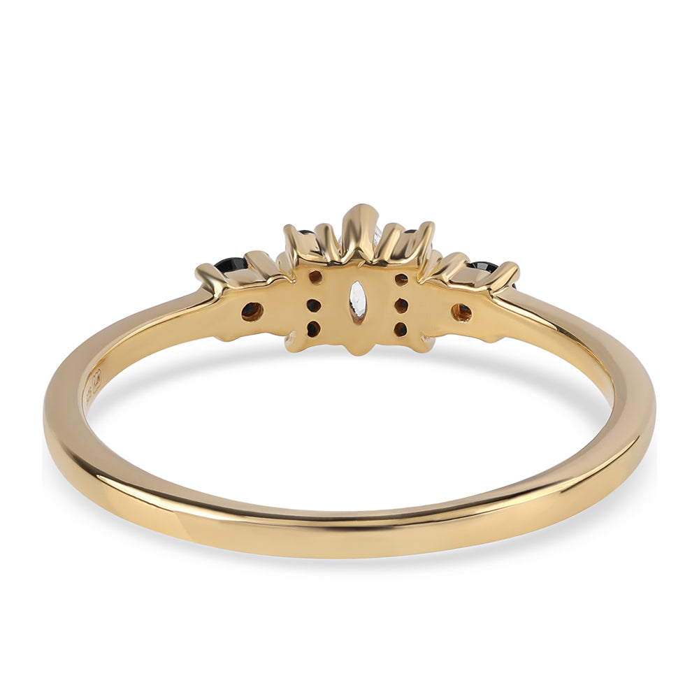 Goldplattierter Silberring mit schwarzem Spinell und weißem Topas 3 