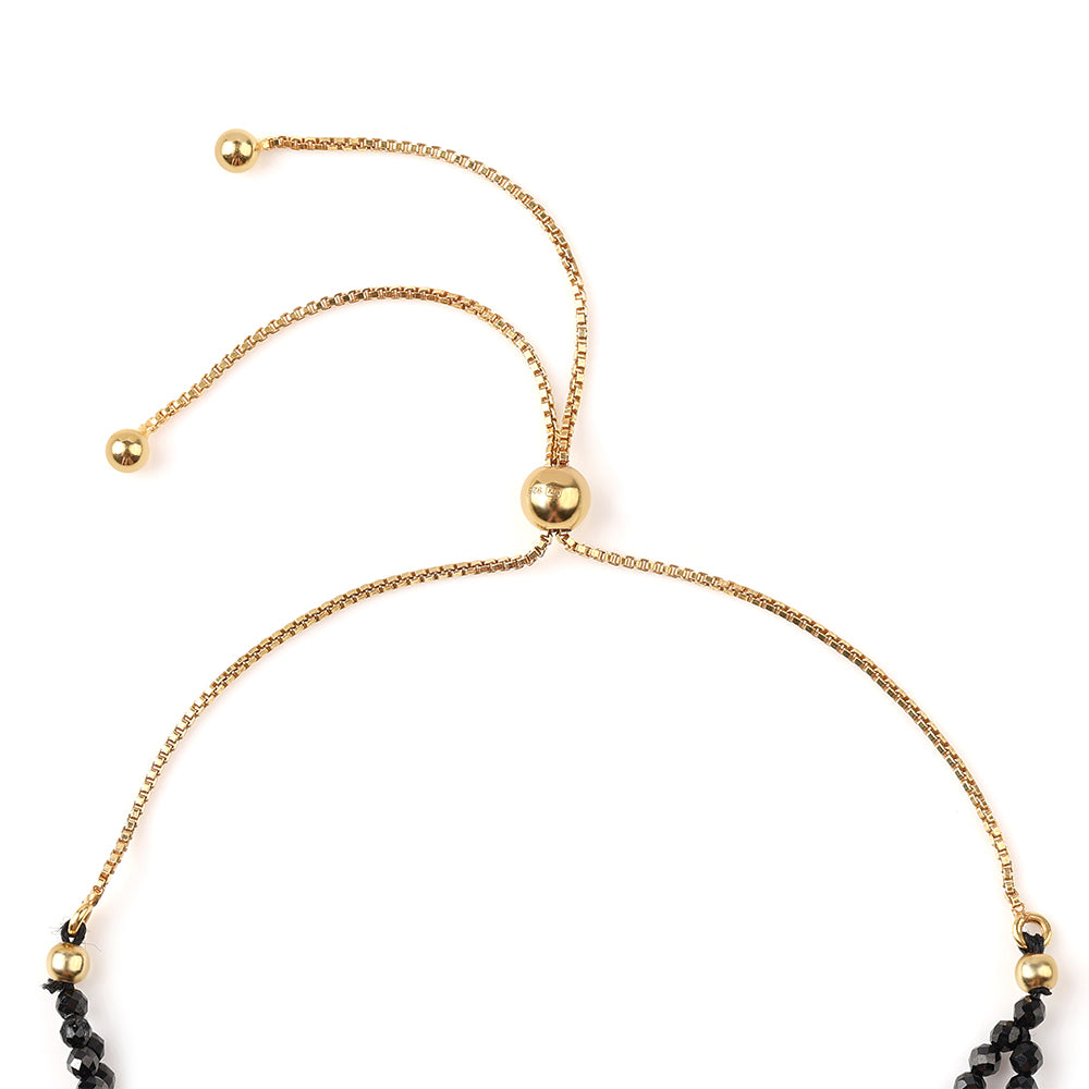 Goldplattiertes Silberarmband mit schwarzem Spinell 2 
