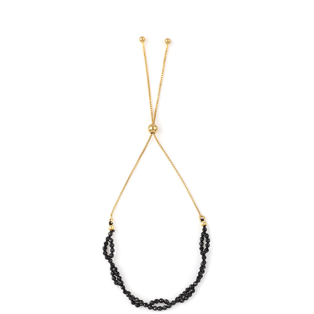 Goldplattiertes Silberarmband mit schwarzem Spinell 3 