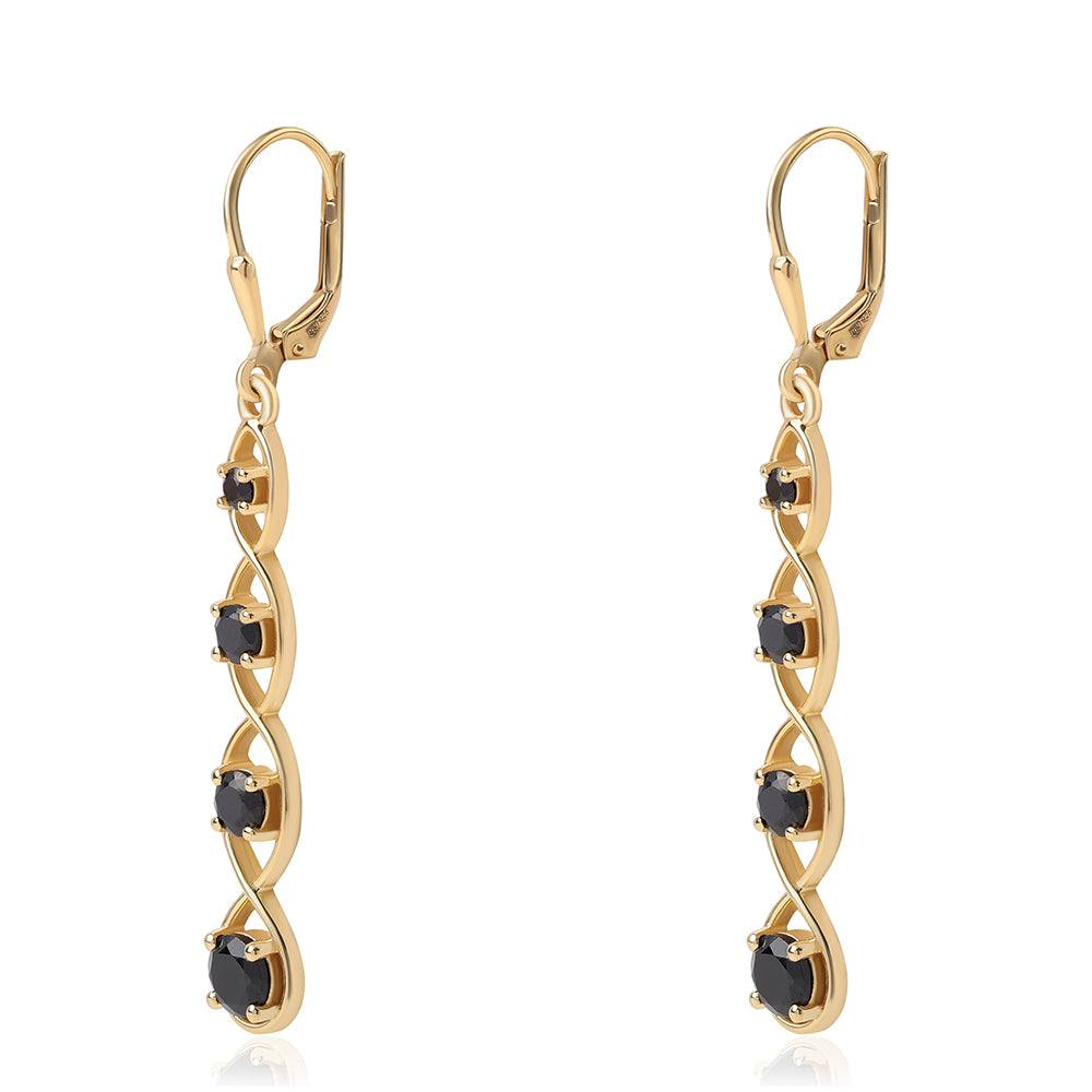 Goldplattierte Silberohrringe mit schwarzem Spinell 2 