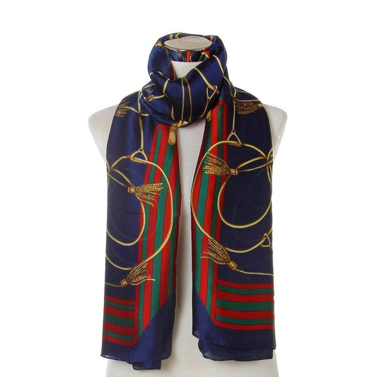 100% Real Silk Scarf, 90 cm x 180 cm, Navy Blue, 100% Silk