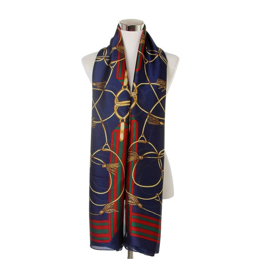 100% Real Silk Scarf, 90 cm x 180 cm, Navy Blue, 100% Silk
