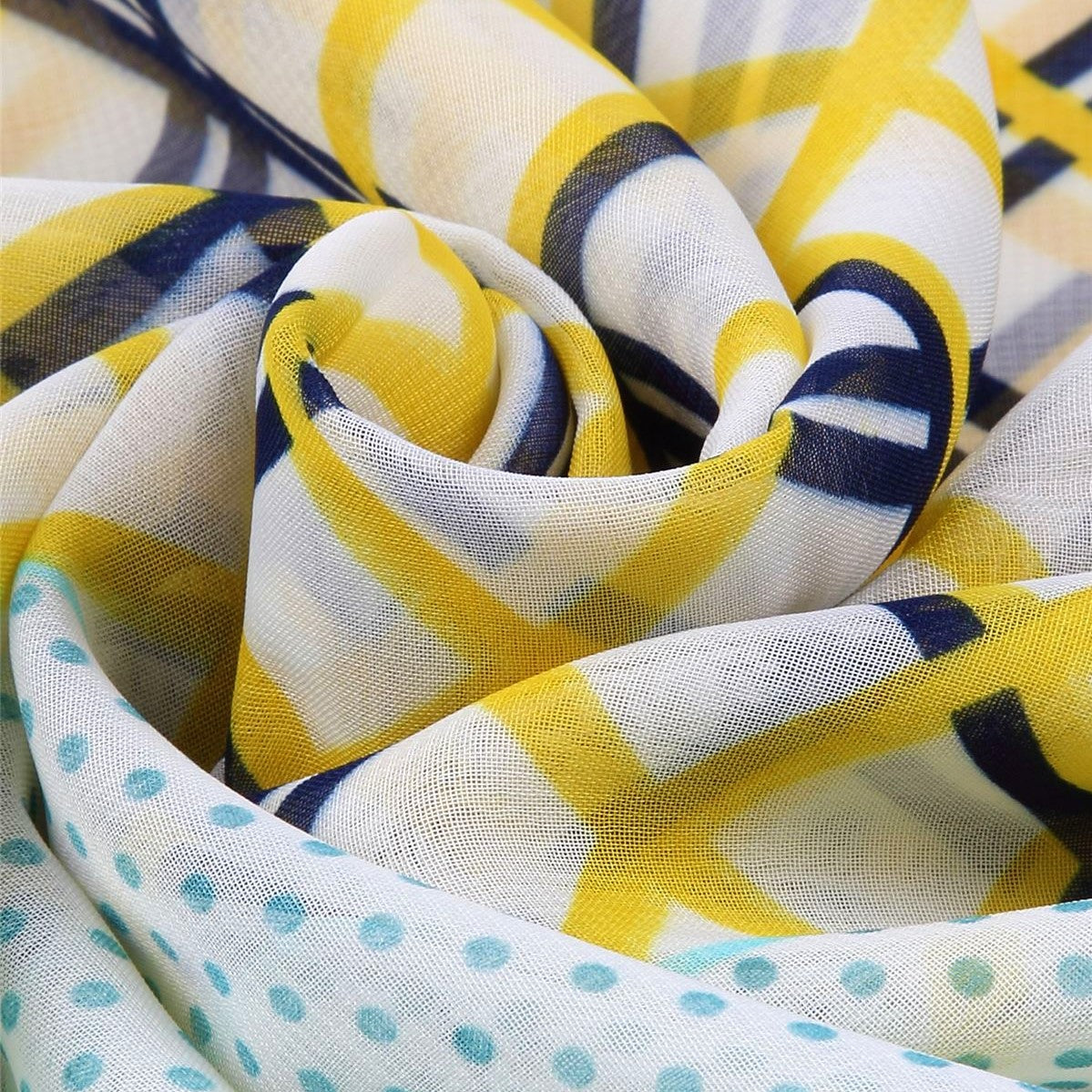 Chequered And Flower Patterned Scarf, 50 cm x 160 cm, 100% Polyester 2 