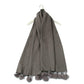 Scarf with Real Fur Pom Pom, 60 cm x 170 cm, Grey, 100% Viscose, Real Fur Pom Pom
