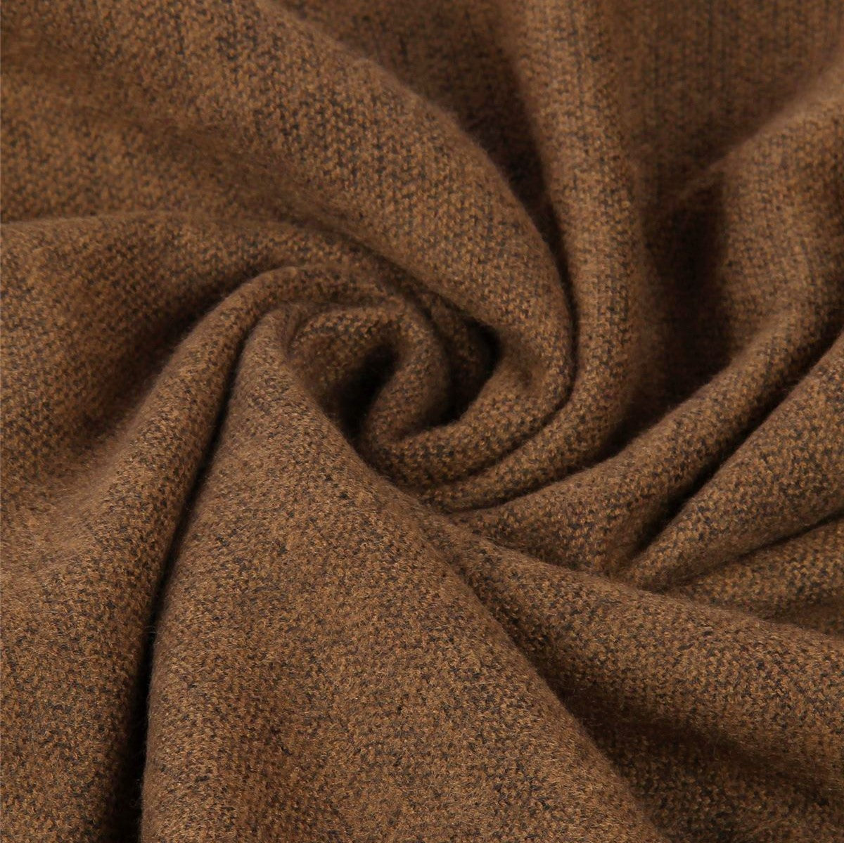Scarf with Real Fur Pom Pom, 60 cm x 170 cm, Brown, 100% Viscose, Real Fur Pom Pom 2 