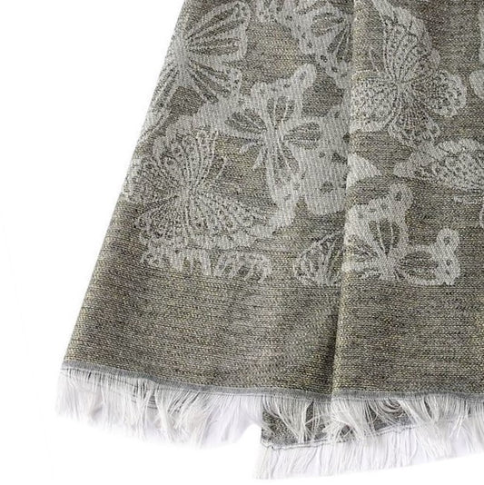 Butterfly Patterned, Shiny Black Scarf , 70 cm x 180 cm, 100% Viscose