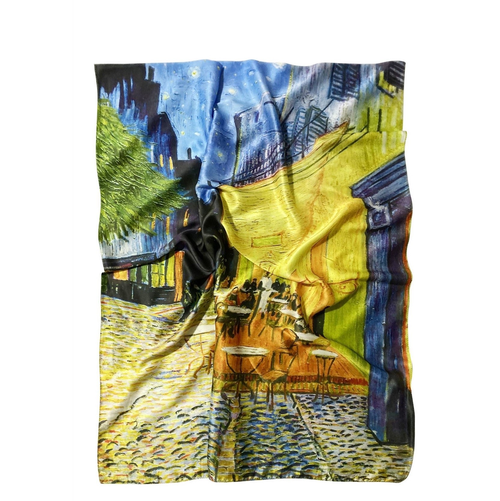 Silk Scarf, 70 cm x 180 cm, Van Gogh - Terrace At Night, 50% Silk 50% Viscose 1 