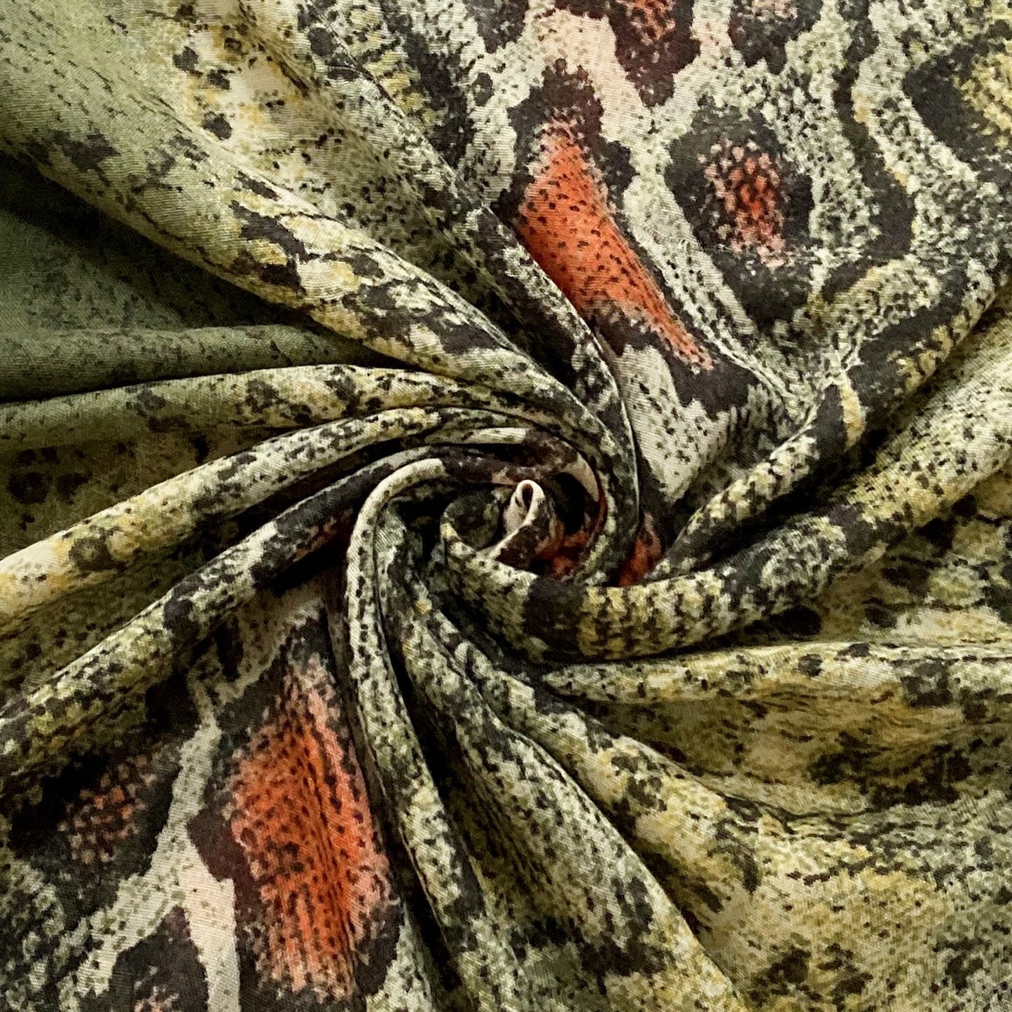Ombre Snake Patterned Green Scarf, 90 cm x 190 cm,, 100% Viscose